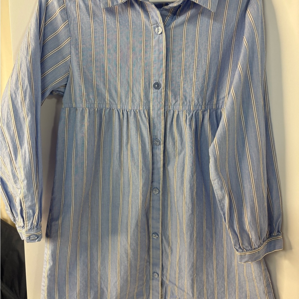 Zara Blue Striped Button Down Shirt for Kids - Picture 4 of 5